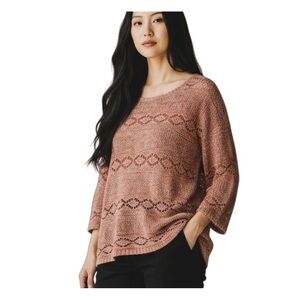 SOFT SURROUNDINGS Rio Pointelle Open Weave Pullover‎ Sweater Beachy Coastal